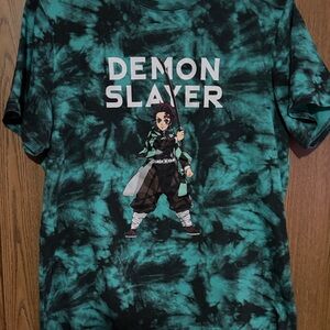 Demon Slayer Kids' Graphic Tee - Green Tie-Dye
